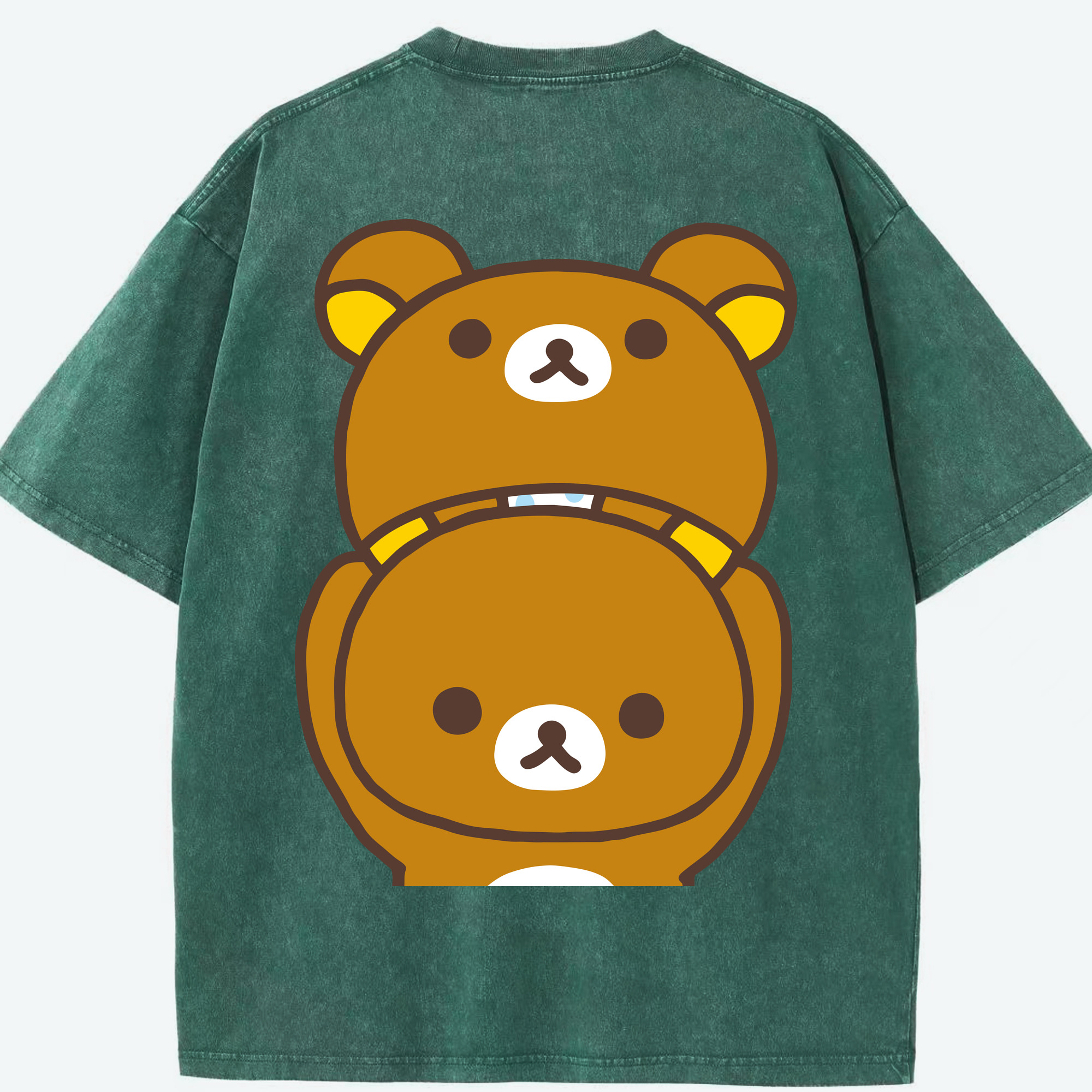 （画像用） リラックマ リラックマ キイロイトリ Rilakkuma Korilakkuma Kiiroitori 綿100% ヴィンテージ風 半袖Tシャツ（背面プリント）